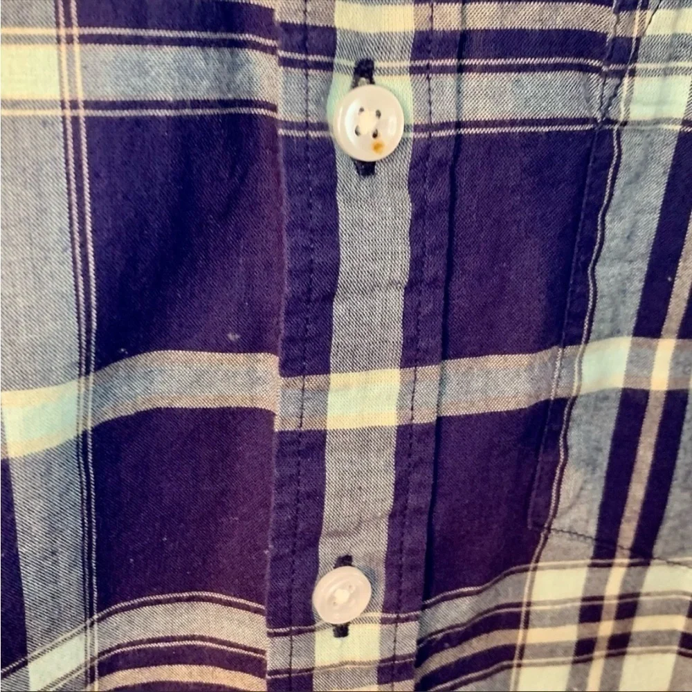 J. Crew Men Shirt Small Casual Dress Button-Up Shirt Blue Gray Plaid Long Slvs